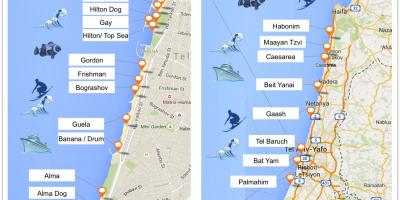 Карта на Тел Авив плажи