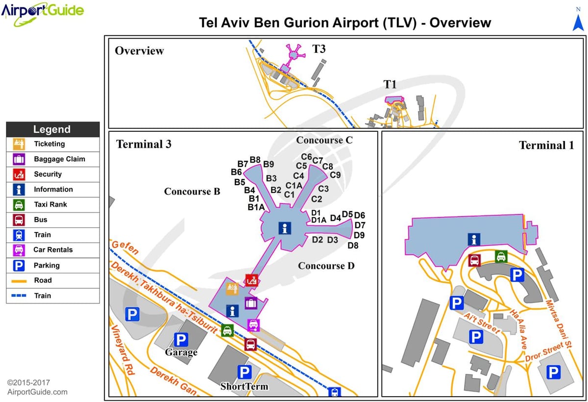 карта на ben gurion