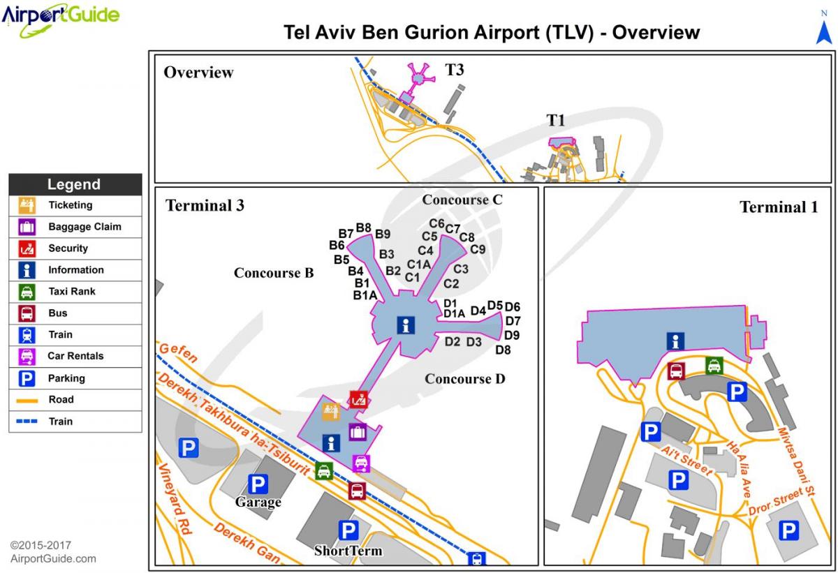 ben gurion аеродромот, терминал 1 мапата