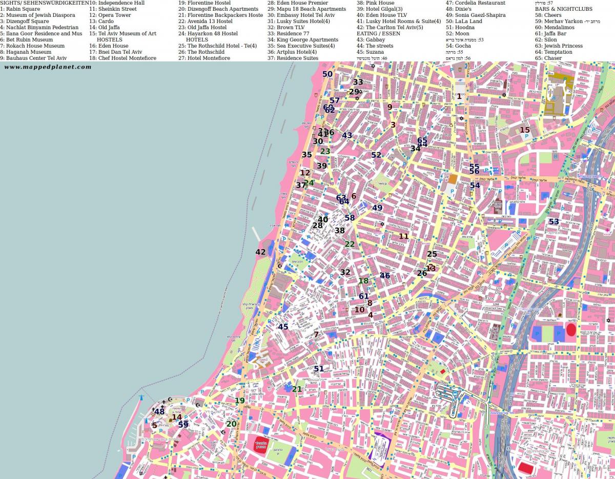 карта на rabin плоштадот Тел Авив