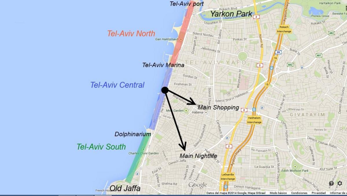 карта на Тел Авив ноќен живот
