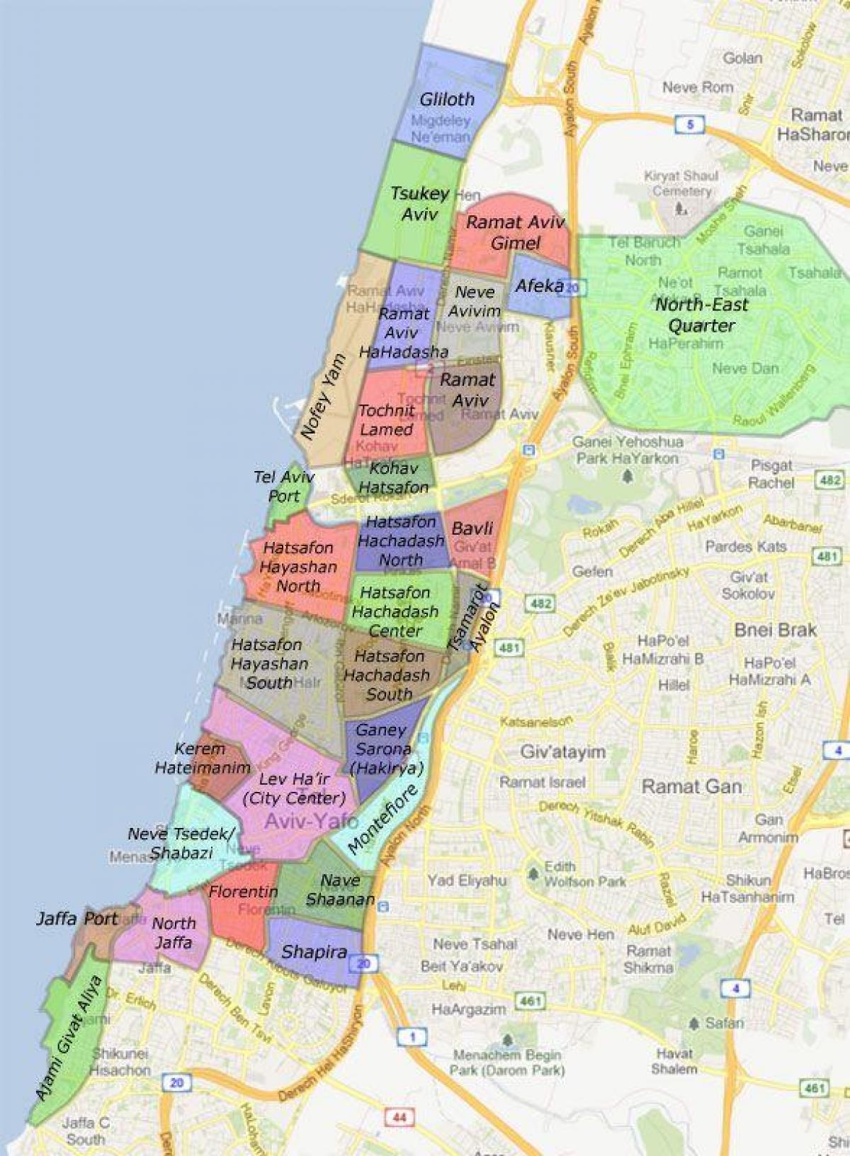 Тел Авив населби мапа