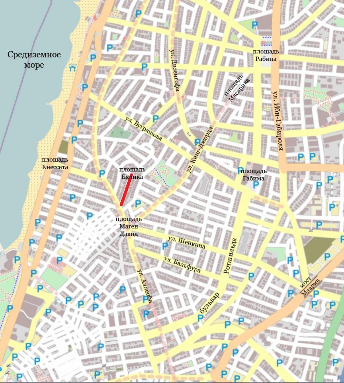 улична карта на Тел Авив израел