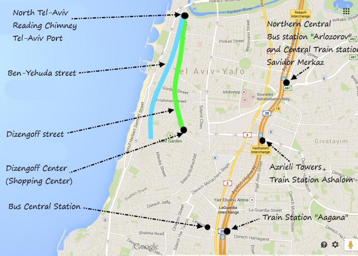 карта на Тел Авив јавен превоз
