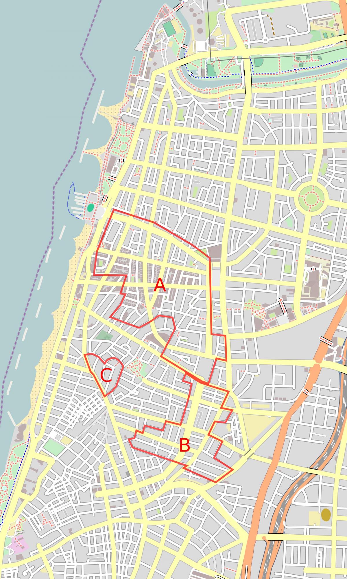 карта на белата град Тел Авив